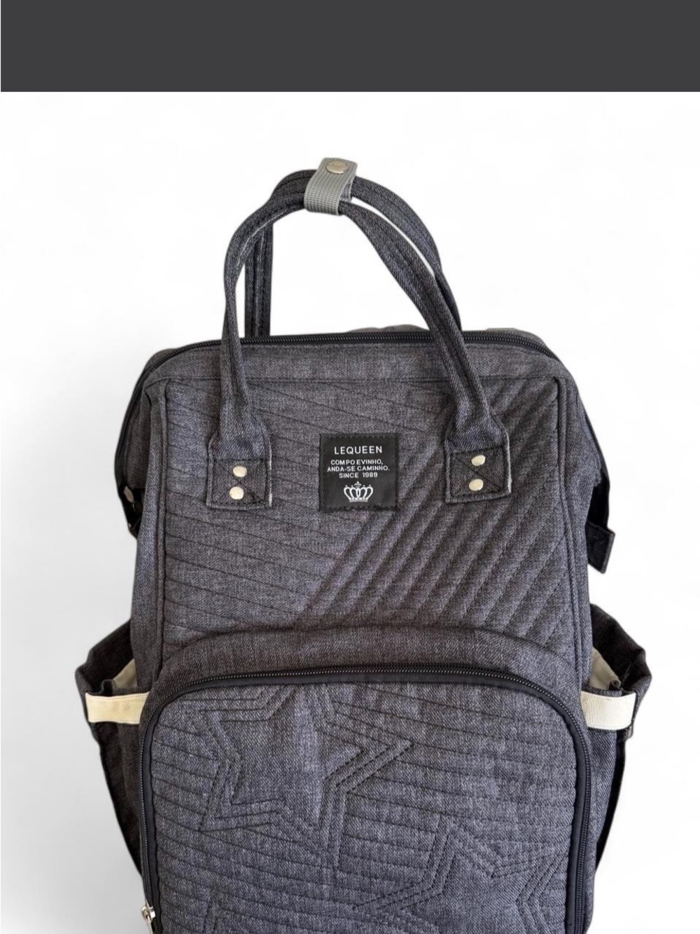 LeQueen Gray Quilted Diaper Bag Backpack Baby Travel Organizer